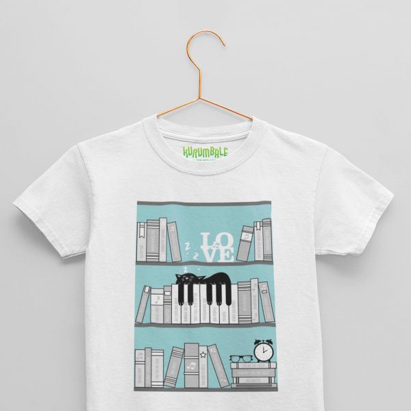 Kids t-shirt cat songs are the best white