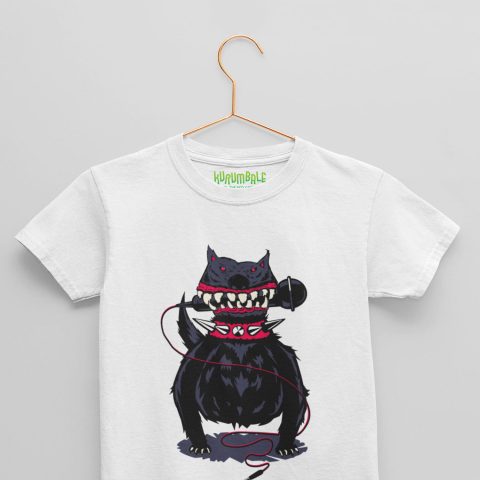 Camiseta para niños/as perro triturador de micros blanca