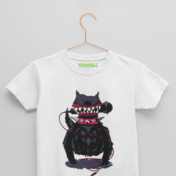 Camiseta para niños/as perro triturador de micros blanca