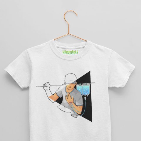 Camiseta para niños/as musicoterapia Intravenosa blanca