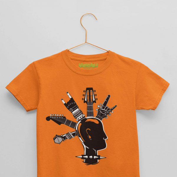 Camiseta para niños/as punk rock en mi cabeza naranja brillante