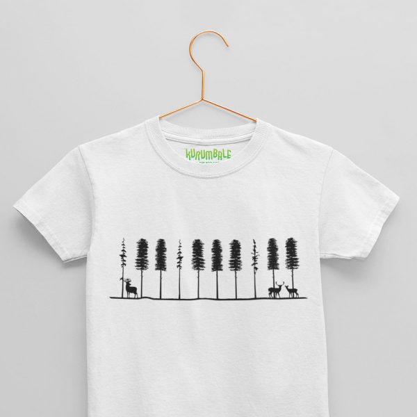 Camiseta para niños el sonido de los pinos blanca