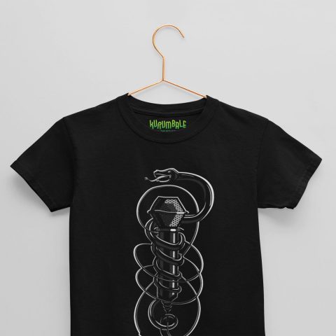 Maglietta per bambini/e testo di serpente velenoso nera