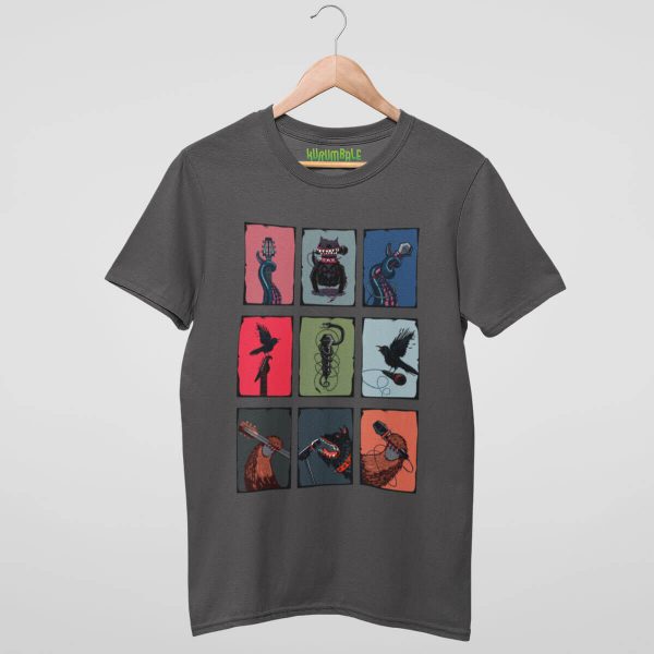 Camiseta unisex grupo de animales distorsionados antracita