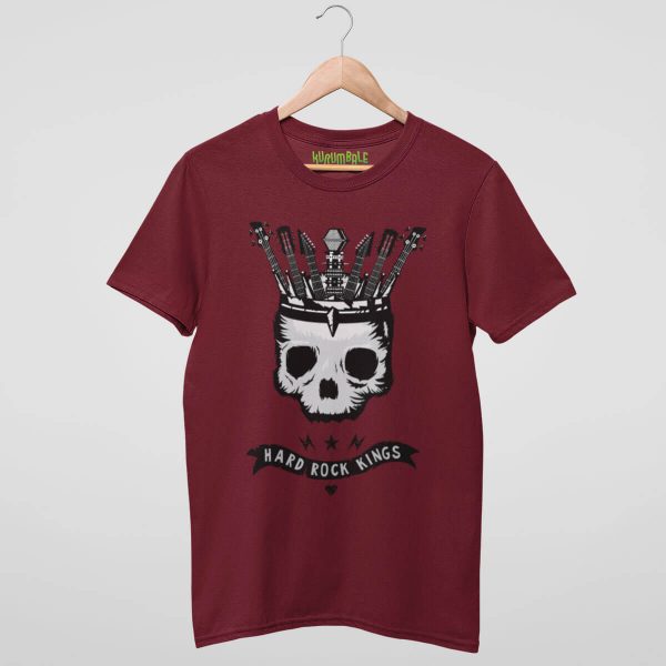 Camiseta unisex reyes del hard rock roja burdeos