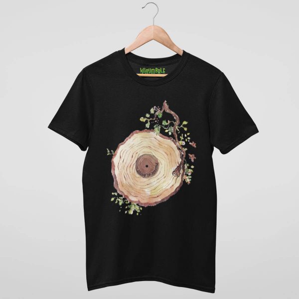 Camiseta unisex disco de vinilo sound of seasons negra