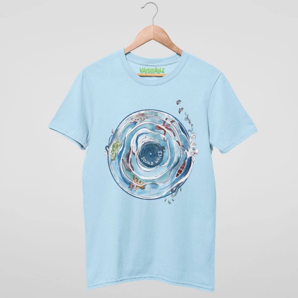 Camiseta unisex disco de vinilo sound waves azul celeste