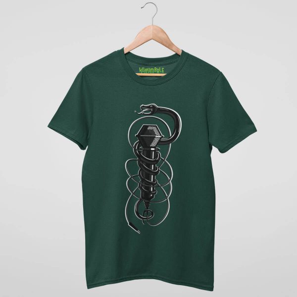 Camiseta unisex letra de serpiente venenosa verde esmaltado
