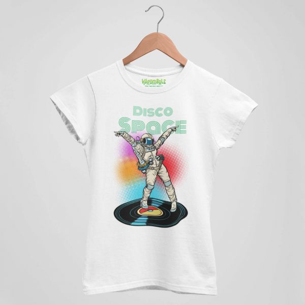 Women t-shirt awesome spacewoman dance moves white