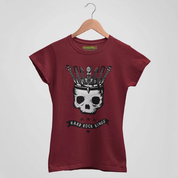 Camiseta de mujer reyes del hard rock burdeos