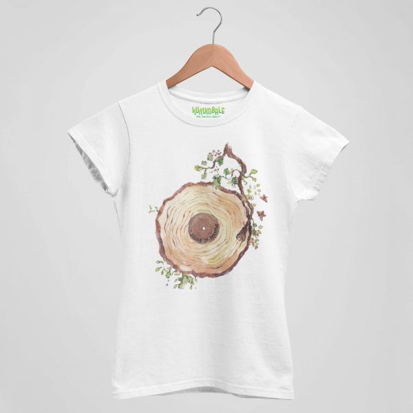 Camiseta de mujer disco de vinilo sound of seasons blanca