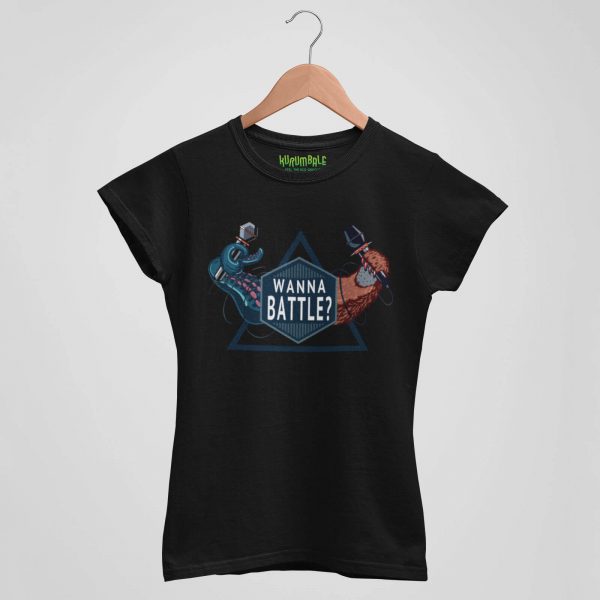 Women t-shirt wanna battle black